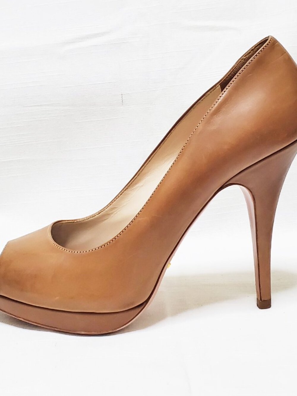 Authentic PRADA Nude Leather Peeptoe Stiletto Size 39 - Picture 12 of 16